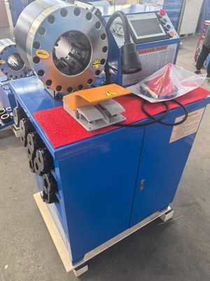 PLC 제어 시스템 2 인치 하이 모델 블루 컬러 10 다이스 600T 크림 힘으로 수압 Hose 크림 머신