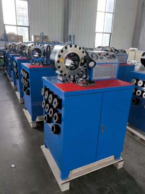 좋은 가격 2인치 600T 31.5Mpa 고무 호스 압착기 고급 모델 파란색 3kw/4kw 모터 버튼 제어 시스템 220v/240v/380v/415v 전압 6-51mm 압착 범위 및 10개의 교체 가능한 다이 포함 online